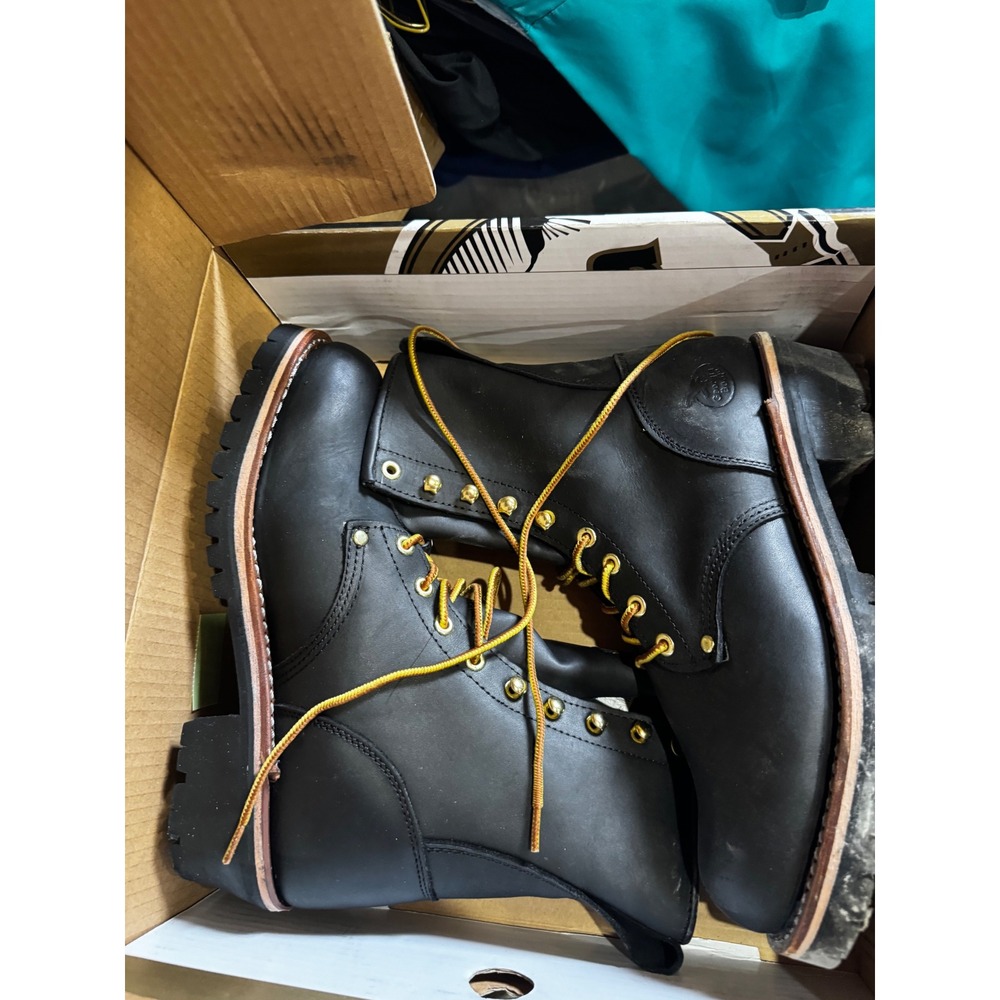 Georgia Boot Mens Logger Black Leather Work Boots G8320 Size 10.5W Wide